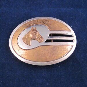 Vintage Nickel Silver Belt Buckle Horse Head Cowboy Southwestern Retro